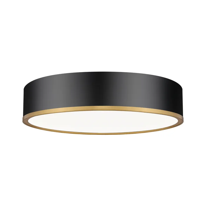1 light flush mount in matte black,modern gold finish