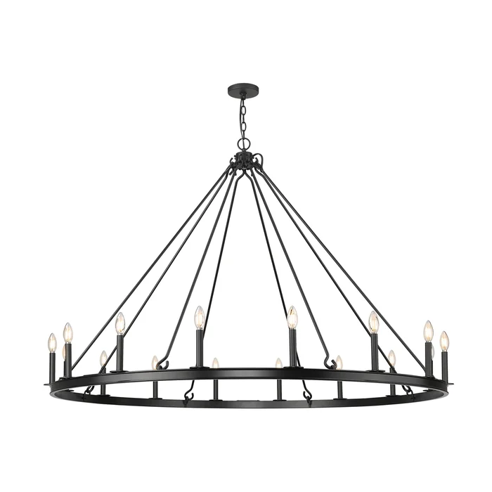 16 light chandelier in matte black finish