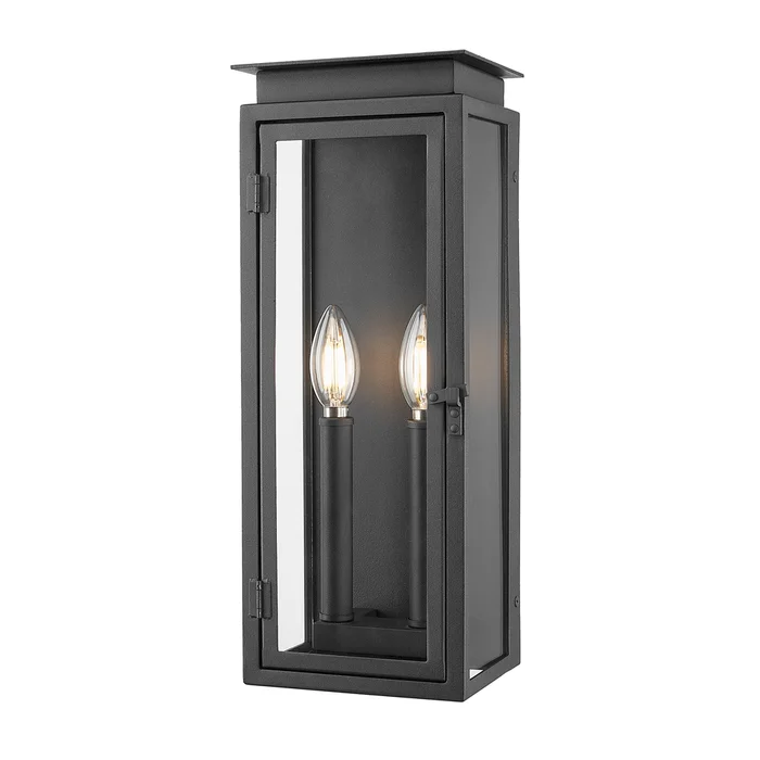 2 light outdoor wall light in black finish