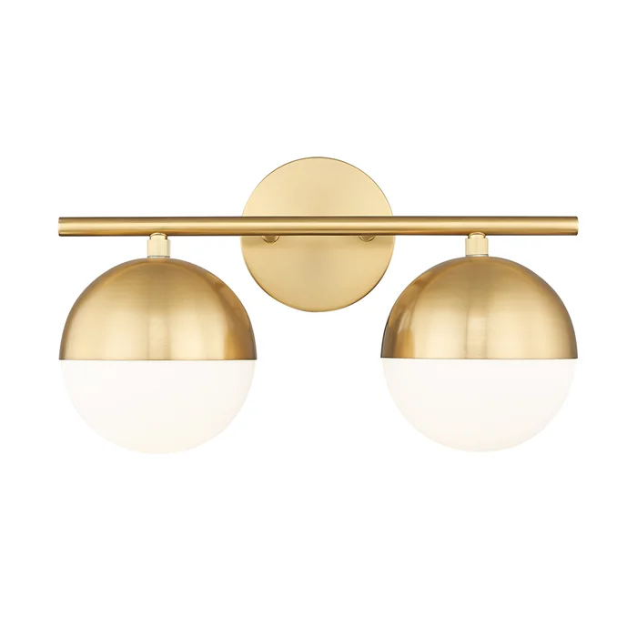 2 light vanity in modern gold finish