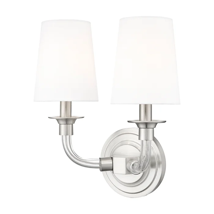 2 light wall sconce in brushed nickel finish