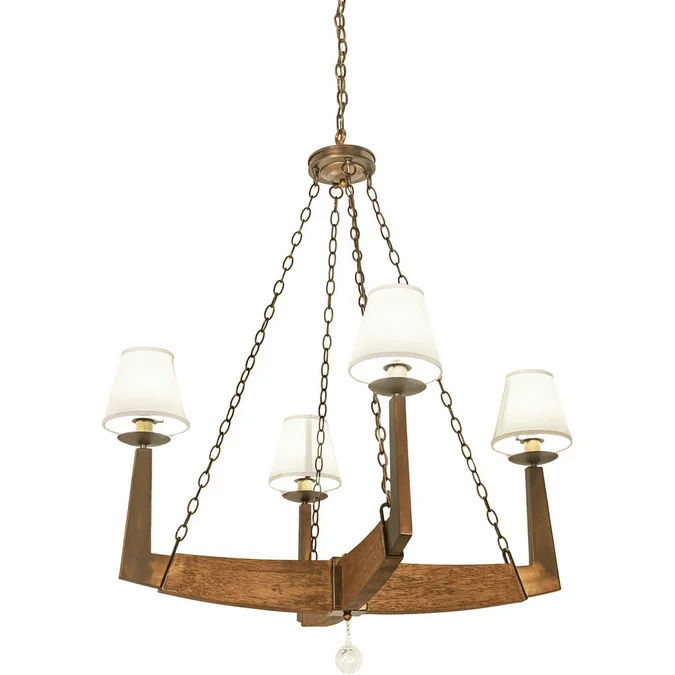 2nd Ave. 195110 Arendal Traditional Antique Copper/Oak Veneer Chandelier Lighting