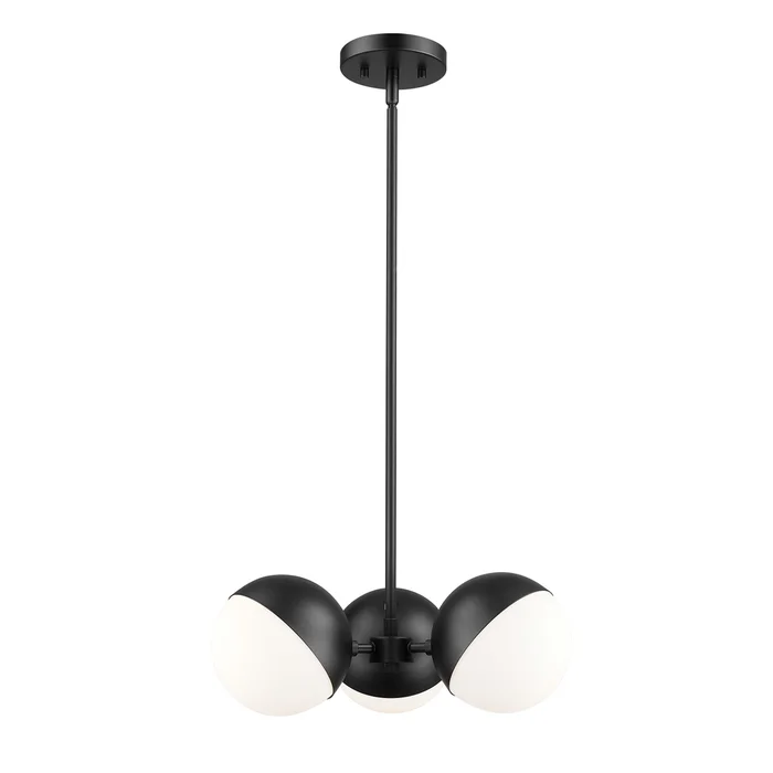 3 light chandelier in matte black finish