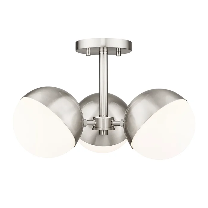 3 light semi flush mount in brushed nickel finish