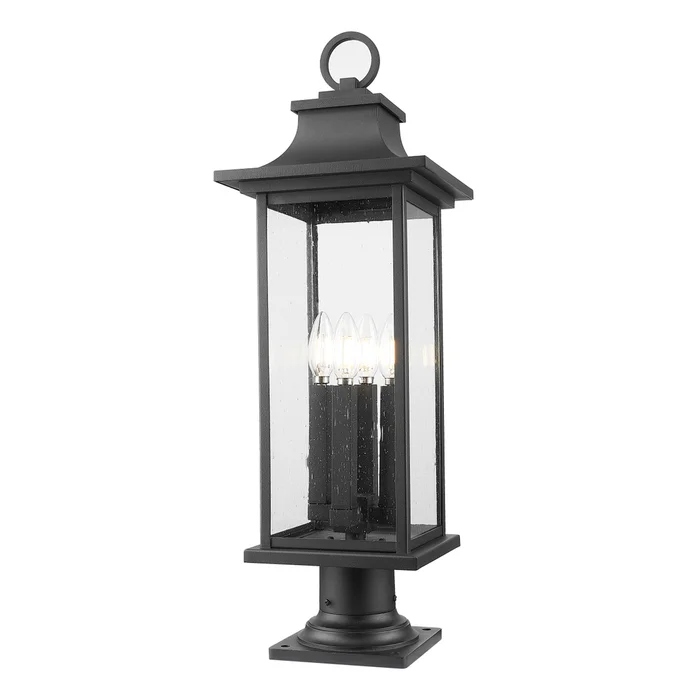 4 light outdoor pier mounted fixture in black finish