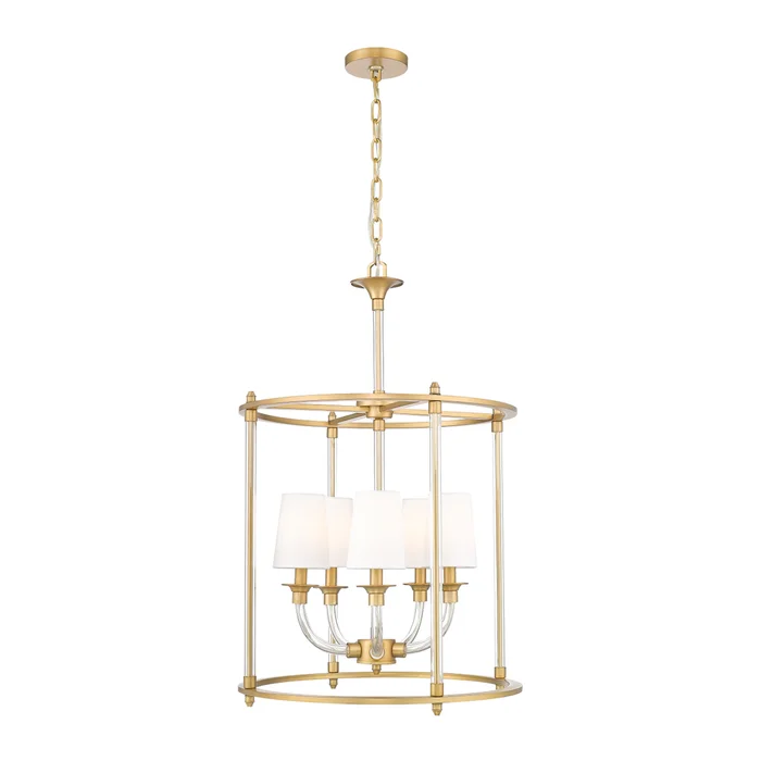 5 light chandelier in rubbed brass finish