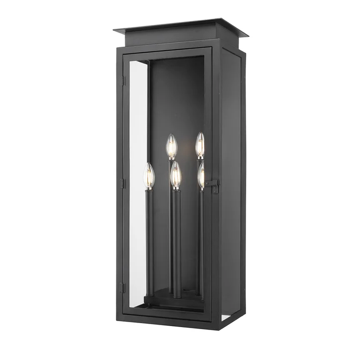 5 light outdoor wall light in black finish