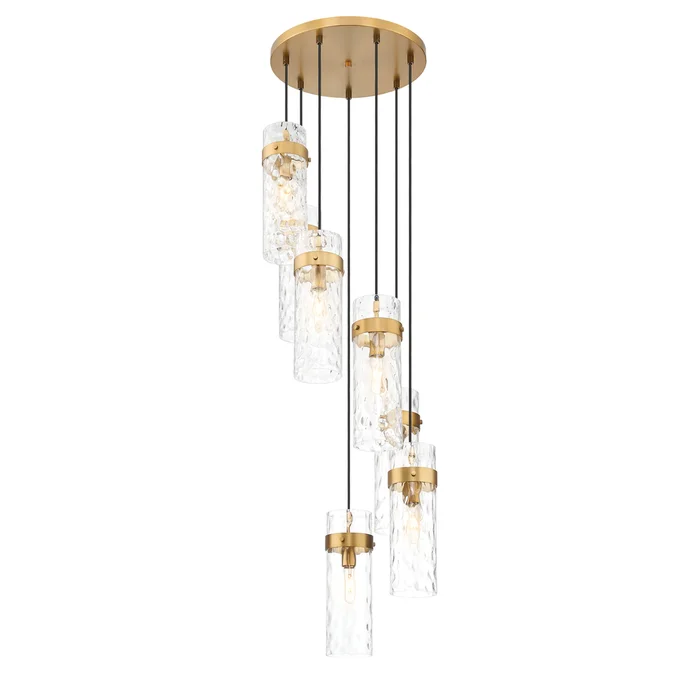 7 light chandelier in rubbed brass finish