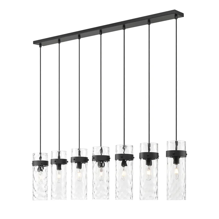 7 light linear chandelier in matte black finish