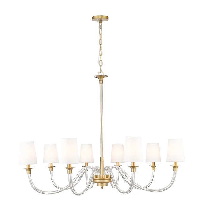 8 light chandelier in rubbed brass finish