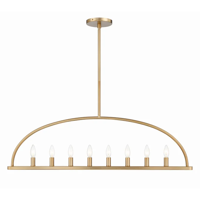 Abbott 8 Light Vibrant Gold Linear Chandelier 42″W x 12.5″H x 1.5″D