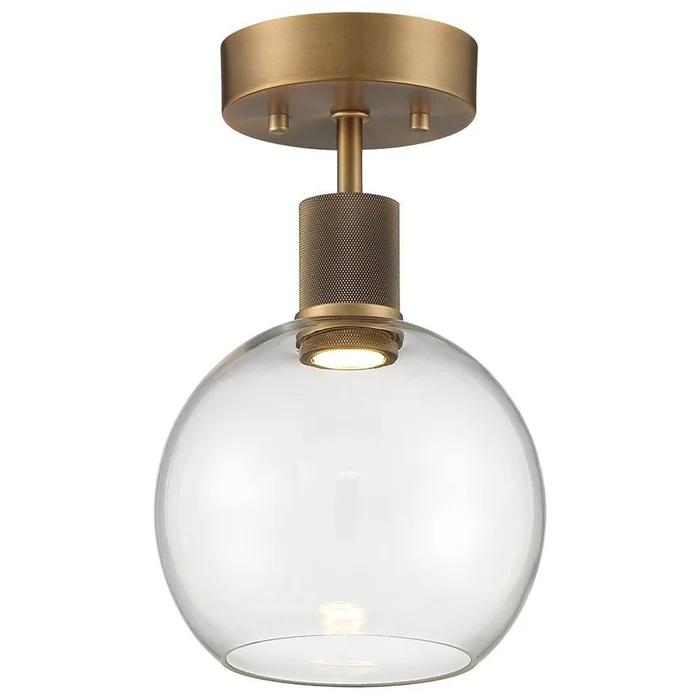 Access Port Nine 1-LT Burgundy LED Semi-Flush – Brushed Brass – 63148LEDD-ABB/CLR