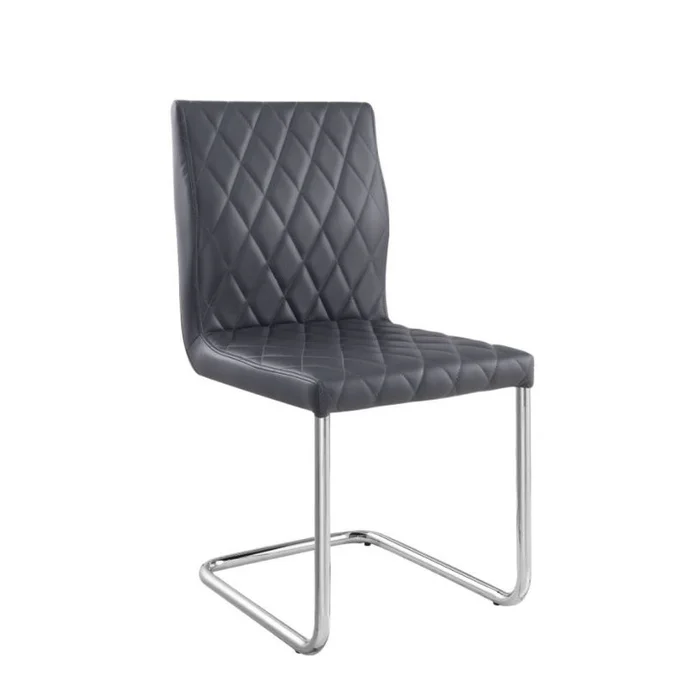 ACME Ansonia Side Chair (Set of 2) in Gray PU and Chrome 77832 EST SHIP TIME APPX 4 WEEKS