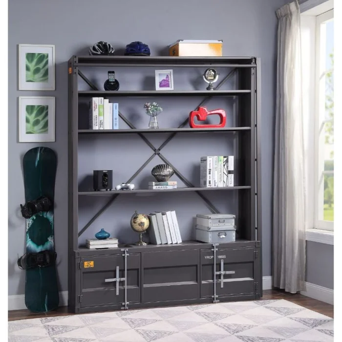 ACME Cargo Bookshelf & Ladder in Gunmetal 39887 EST SHIP TIME APPX 4 WEEKS