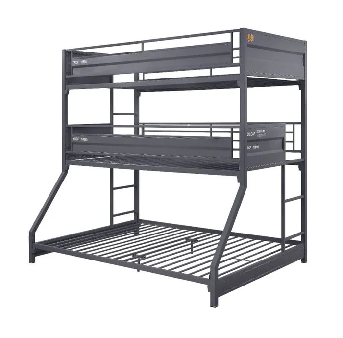 ACME Cargo Cargo Twin/Twin/Full Triple Bunk Bed in Gunmetal 37995 EST SHIP TIME APPX 4 WEEKS