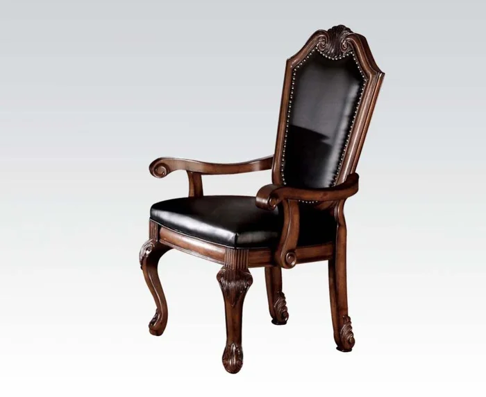 Acme Chateau De Ville Arm Chair w/ Black PU (Set of 2) 10039 EST SHIP TIME APPX 4 WEEKS
