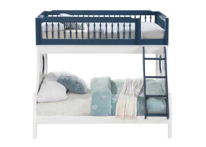 ACME Farah Twin/Full Bunk Bed in Navy Blue & White BD00493 EST SHIP TIME APPX 4 WEEKS