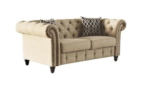 Acme Furniture Aurelia Loveseat in Beige Linen 52421 EST SHIP TIME APPX 4 WEEKS