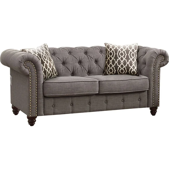 Acme Furniture Aurelia Loveseat in Gray Linen 52426 EST SHIP TIME APPX 4 WEEKS