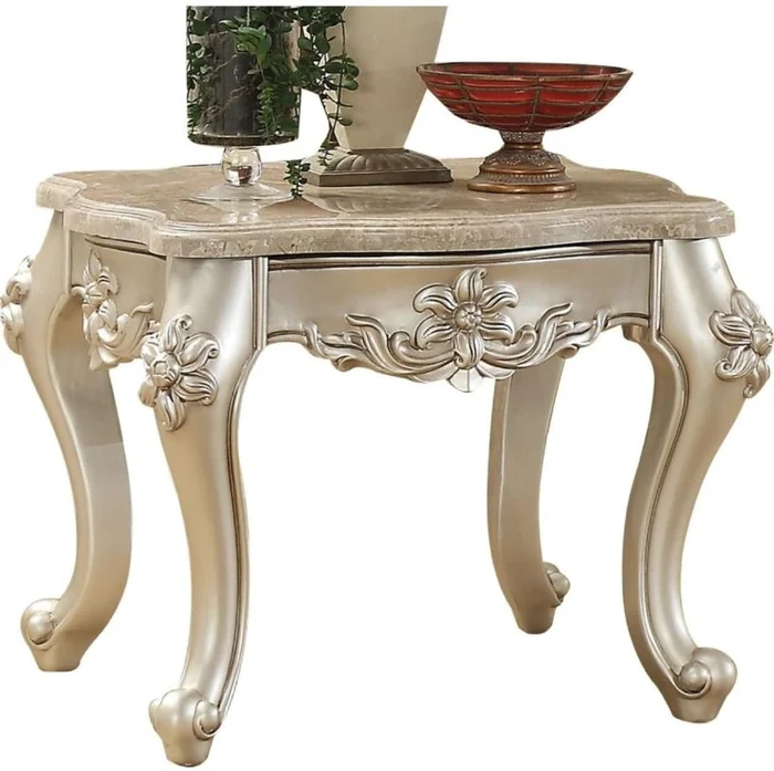 Acme Furniture Bently End Table in Marble/Champagne 81667 EST SHIP TIME APPX 4 WEEKS