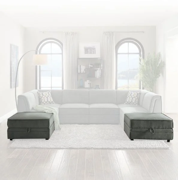 Acme Furniture Bois Ottoman in Gray Velvet 53782 EST SHIP TIME APPX 4 WEEKS