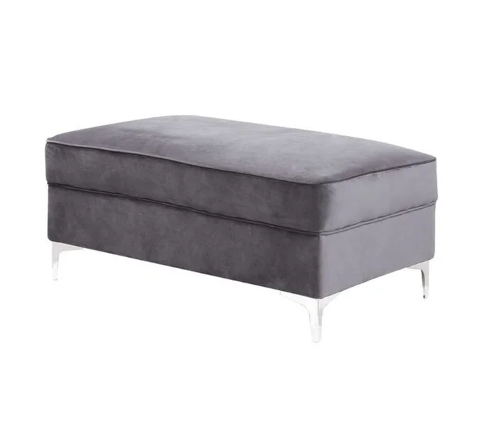 Acme Furniture Bovasis Ottoman in Gray Velvet LV00369 EST SHIP TIME APPX 4 WEEKS