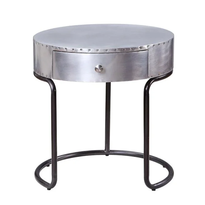 Acme Furniture Brancaster End Table in Aluminum 84882 EST SHIP TIME APPX 4 WEEKS