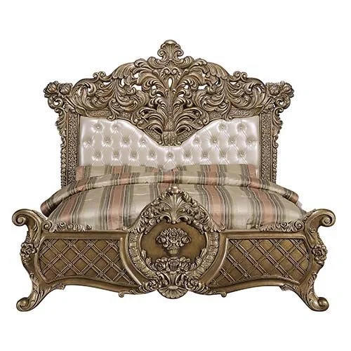 Acme Furniture Constantine King Bed in Brown & Gold BD00471EK EST SHIP TIME APPX 4 WEEKS