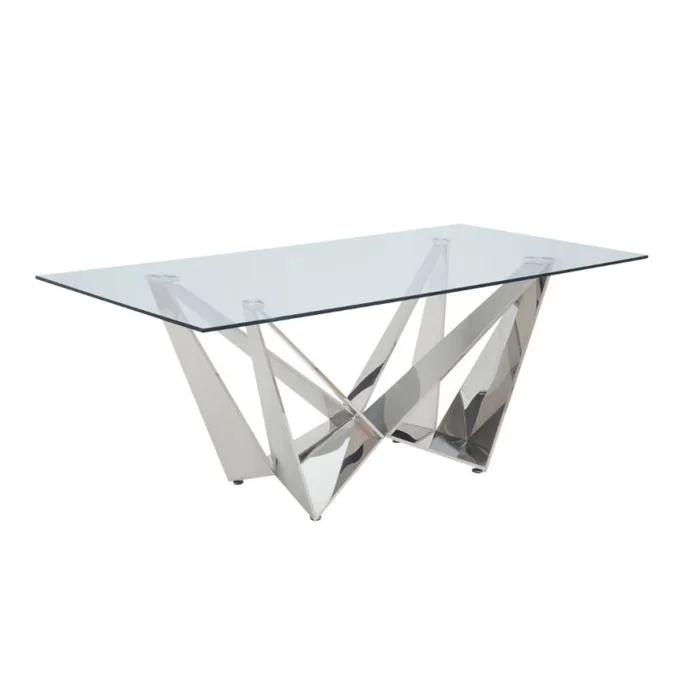 Acme Furniture Dekel Dining Table in Clear Glass and Stainless Steel 70140 EST SHIP TIME APPX 4 WEEKS