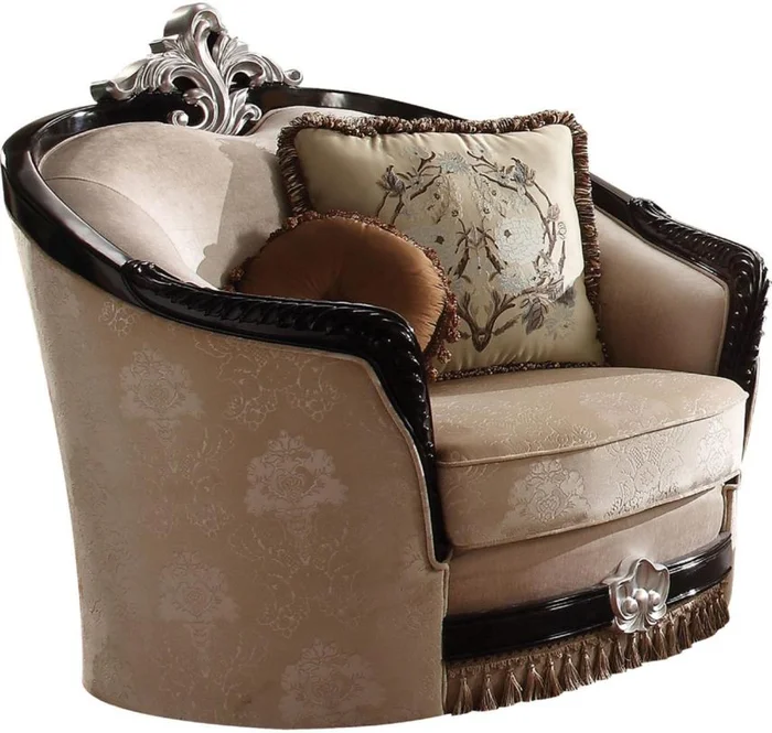 Acme Furniture Ernestine Chair with 2 Pillows in Tan and Black 52112 EST SHIP TIME APPX 4 WEEKS