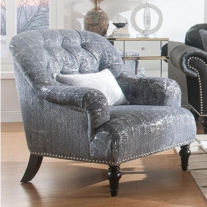 Acme Furniture Gaura Chair in Dark Gray Velvet 53092 EST SHIP TIME APPX 4 WEEKS