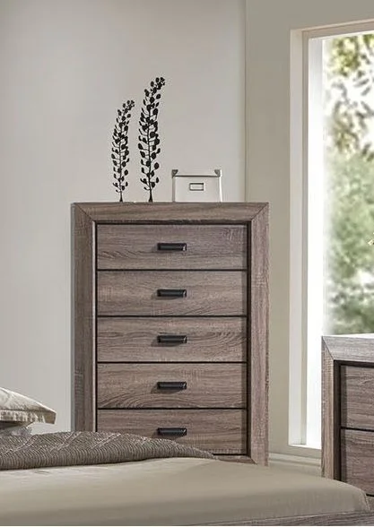 Acme Lyndon 5-Drawer Chest in Weathered Gray Grain 26026 EST SHIP TIME APPX 4 WEEKS