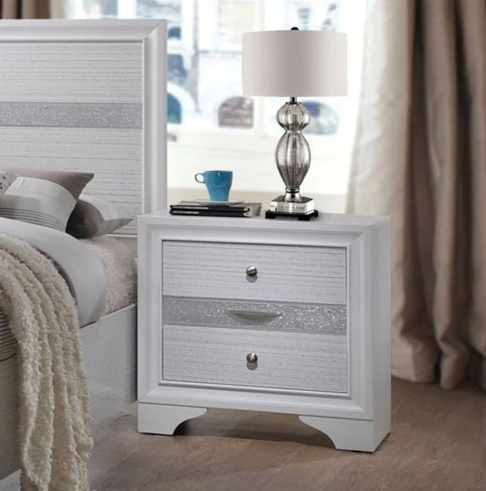 Acme Naima 3 Drawer Nightstand in White 25773 EST SHIP TIME APPX 4 WEEKS