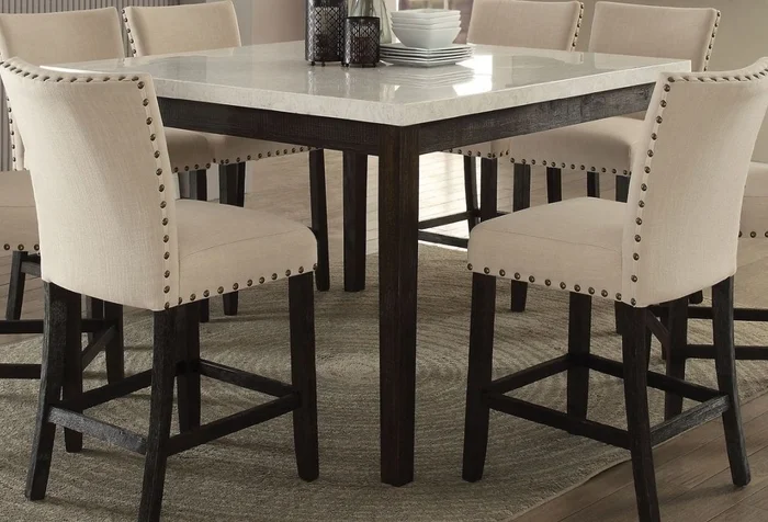Acme Nolan Counter Height Table in White Marble/Weathered Black 72855 EST SHIP TIME APPX 4 WEEKS