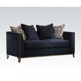 Acme Phaedra Loveseat with 4 Pillows in Blue Fabric 52831 EST SHIP TIME APPX 4 WEEKS