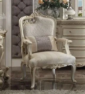 Acme Picardy Left Chair with 1 Pillow in Antique Pearl 56883 EST SHIP TIME APPX 4 WEEKS