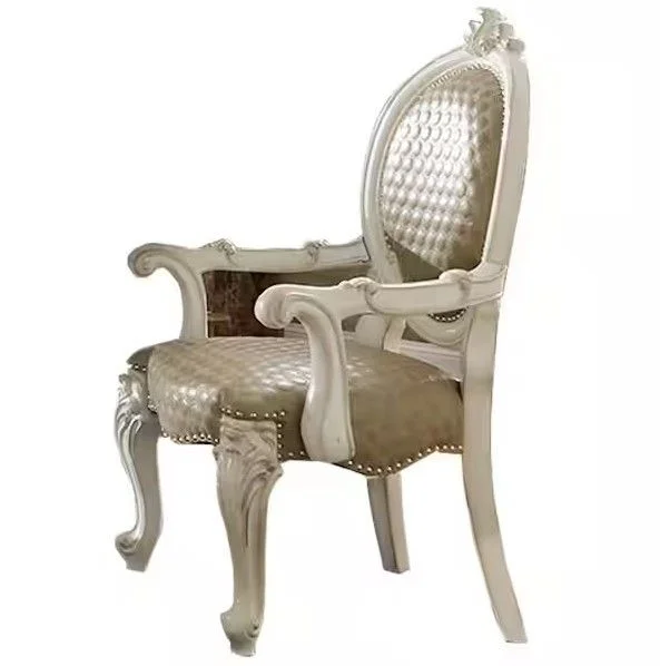 Acme Versailles Arm Chair in PU & Bone White (Set of 2) DN01390 EST SHIP TIME APPX 4 WEEKS