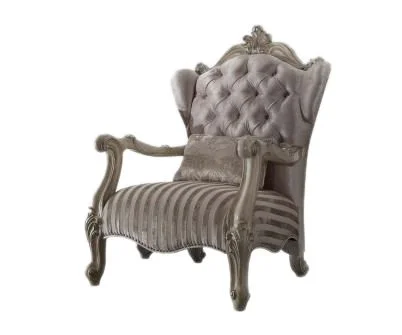 Acme Versailles Chair w/ 1 Pillows in Ivory Velvet & Bone White 52087 EST SHIP TIME APPX 4 WEEKS