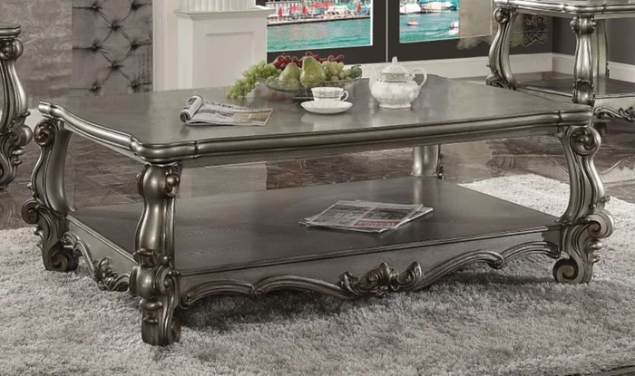 Acme Versailles Coffee Table in Antique Platinum 86820 EST SHIP TIME APPX 4 WEEKS