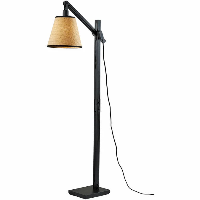 Adesso 4089-01 Walden Black Metal and Black Wood Floor Lamp