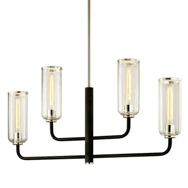 Aeon Four Light Linear Pendant in Carbide Blk & Pol Nickel (67|F6275)