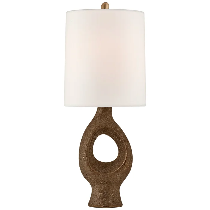 AERIN Capra Medium Table Lamp in Chalk Burnt Gold with Linen Shade W12″ x H29″