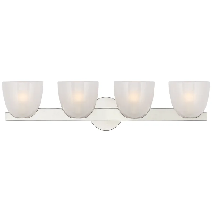 AERIN Carola 4-Light Bath Sconce in Polished Nickel with Frosted Glass Wall Light W30″ x H7.25″