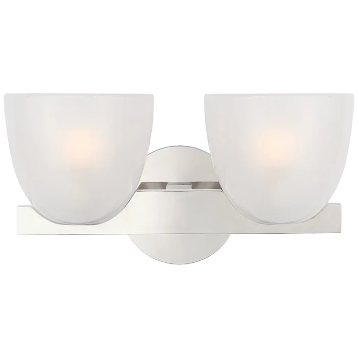 AERIN Carola Double Sconce in Polished Nickel with Frosted Glass Wall Light W14″ x H7.25″