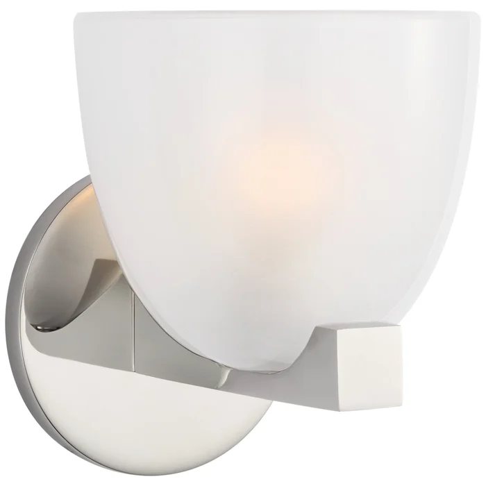AERIN Carola Single Sconce in Polished Nickel with Frosted Glass Wall Light W6″ x H7.25″