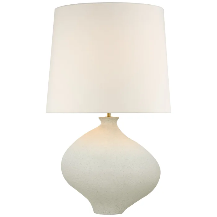 AERIN Celia Large Left Table Lamp in Marion White with Linen Shade W16.5″ x H28.75″