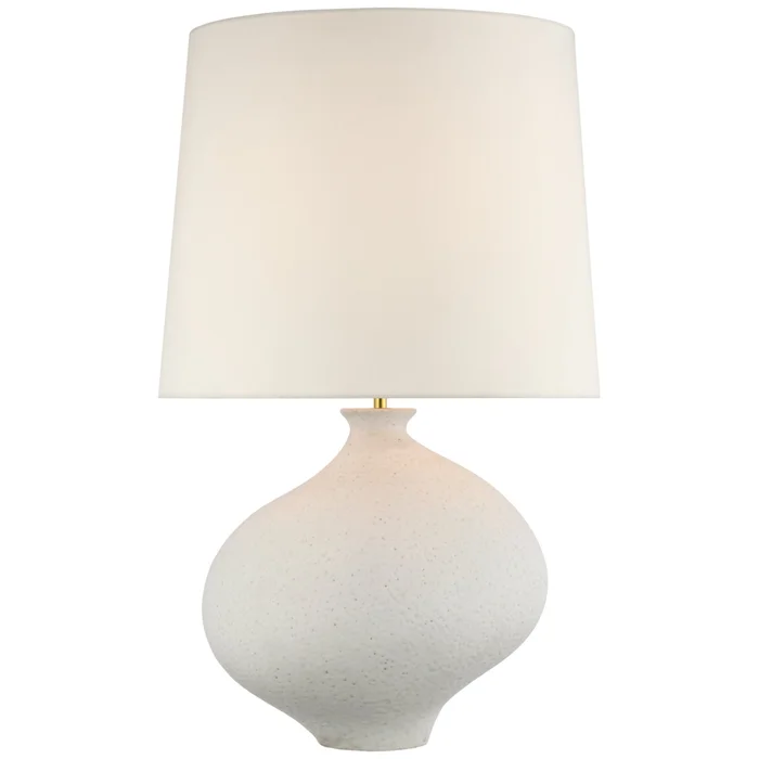 AERIN Celia Large Right Table Lamp in Marion White with Linen Shade W16.5″ x H28.75″