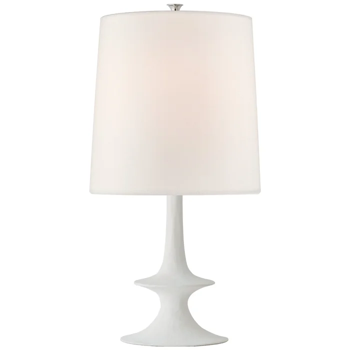 AERIN Lakmos Medium Table Lamp in Plaster White with Linen Shade W13.5″ x H26.25″