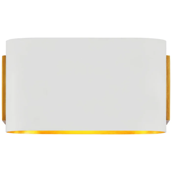 AERIN Nella Small Oblong Sconce in Hand-Rubbed Antique Brass and Plaster White Wall Light W11″ x H6″