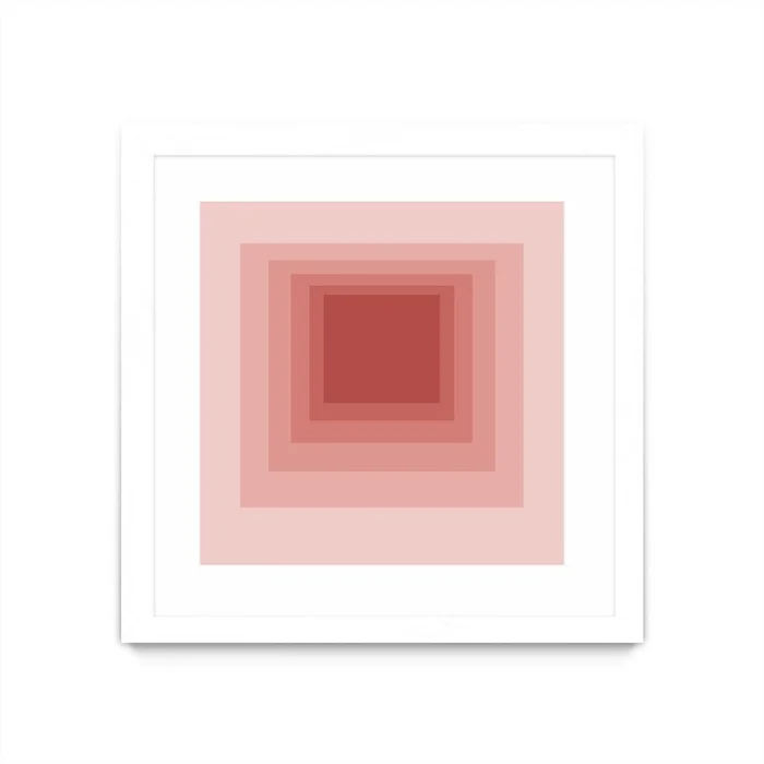 After Josef O Matted and Framed White 30×30 Wall Art|uvre dart murale encadre blanche et mate After Josef O 30×30